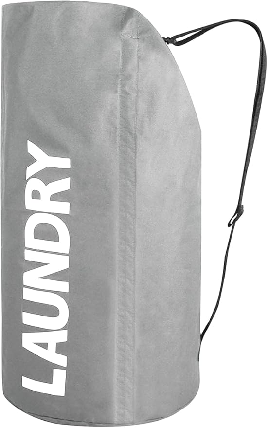 WOWLIVE Extra Large Foldable Laundry Bag Laundry Basket Collapsible Laundry Hamper Backpack Liner Dirty Clothes Hamper Standing Waterproof Hampers for Dorm Room (Gray)