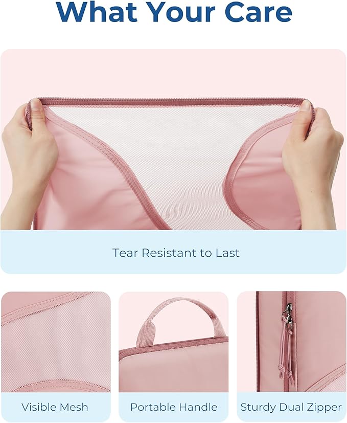 BAGSMART Compression Packing Cubes - 6 Set Travel Packing Cubes for Suitcases, Compression Suitcase Organizers with Shoe Bag