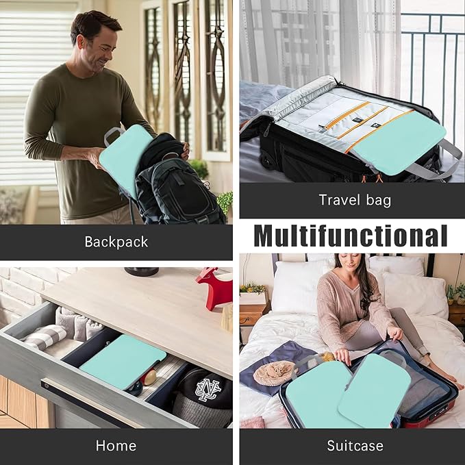 4 Set Compression Packing Cubes Travel - Travel Accessories Expandable Packing Organizers for Carry On - Essentials Luggage Bags - Light Teal