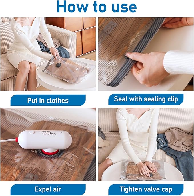 9 Pack Travel Vacuum Storage Bags with USB Pump, Carry-on Size Travel Compression Bags for Clothes and Clothing, Space Saver Vacuum Storage Packing for Luggage