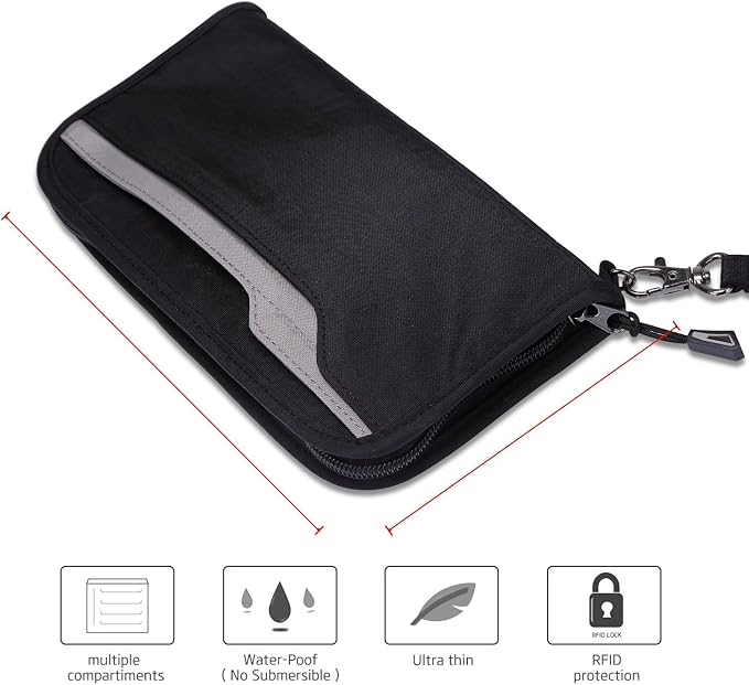 ZOPPEN Passport Holder Family RFID Passport Wallet, Passport Holder Women/Men, Travel Wallet Documents Organizer Zipper Case with Removable Wristlet Strap, Travel Essentials for Flying