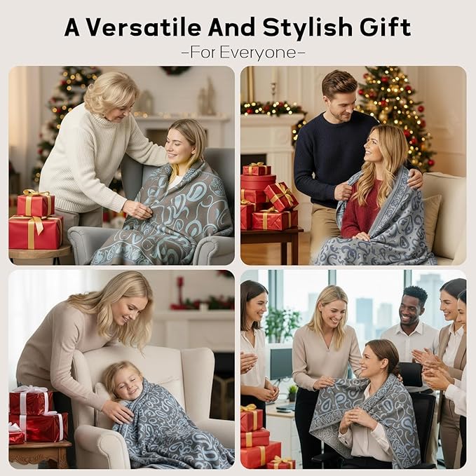 Compact Travel Blanket - Ultra Soft & Lightweight Knit Design Airplane Blanket, 53x72 Inch, Stylish Travel Shawl Wraps for Flights, Car,Travel Essentials, Gifts, Camping