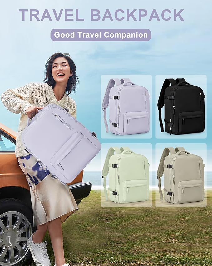 VGCUB Lightweight Travel Backpack for Women Men,Carry on Backpack Flight Approved Luggage,Water Resistant Laptop College Work Backpack Personal Item Daypack Bookbag Mochila de Viaje,Purple taro