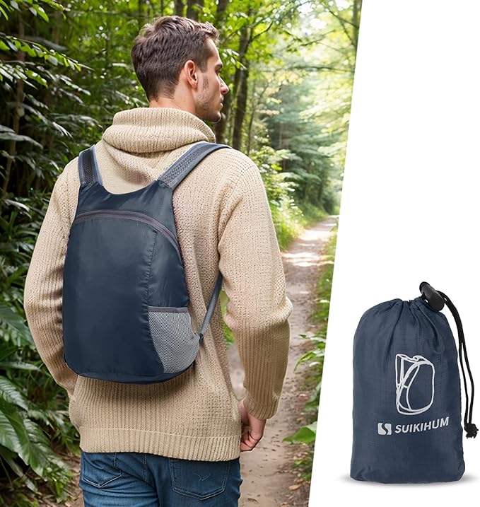 20L Ultra Hiking-Daypack Lightweight Foldable Travel Packable Backpack for Camping Cycling Outdoor, Navy Blue
