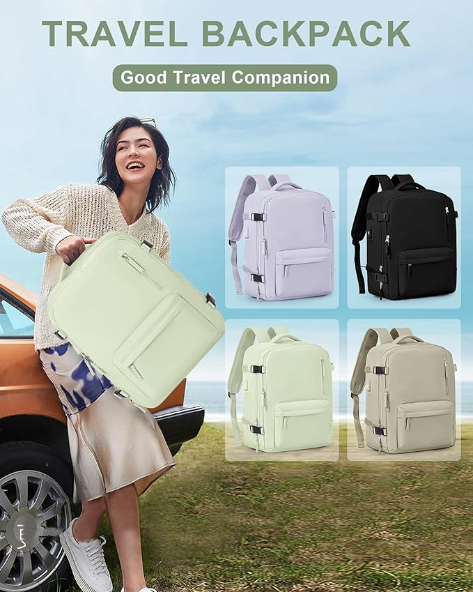 VGCUB Lightweight Travel Backpack for Women Men,Carry on Backpack Flight Approved Luggage,Water Resistant Laptop College Work Backpack Personal Item Daypack Bookbag Mochila de Viaje,Mint green