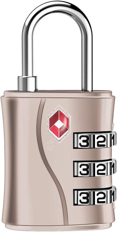 ZHEGE TSA Lock for Luggage, 3 Digit Travel Lock for Suitcase, Backpack, Baggage (Rose Gold, 1 Pack)