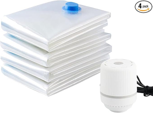 Vacuum Storage Bags with Electric Pump, Multi Size Space Saver Bags for Clothes, Comforters & Blankets, Compression Storage Bags with Airtight Seal, Reusable Travel Packing Bags (13.8 * 19.7in)