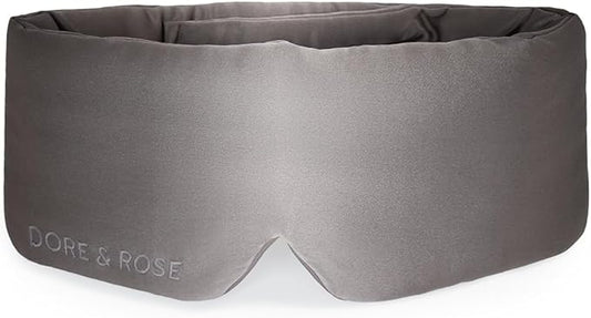 Dore & Rose Deep Sleep Mask Light Blocking, 23 Momme Mulberry Silk Eye Mask, Ultra Soft, Adjustable - Travel Sleeping Mask for Men & Women - Charcoal