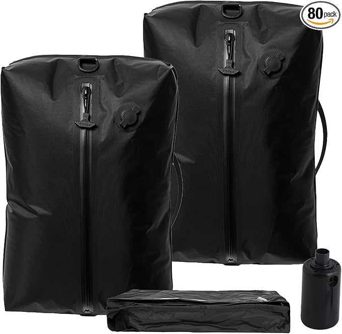 Vacuum Storage Bags for Travel with Portable Pump, Upgraded Vacuum Compression Bags for Travel, IPX8 Waterproof Zipper & 420D Nylon, Includes Electric Pump, Save 60% Luggage Space, 5-7 Day Trip