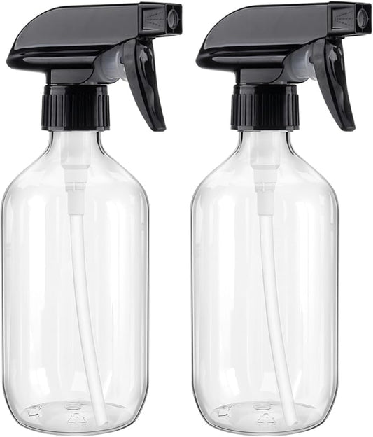 Teyssor Plastic Spray Bottles Empty Water Spray Bottle 500ml/16.9oz Fine Mist Refillable Bottles for Cleaning Solutions, Plants, Hair, Essential Oils 2 Pack