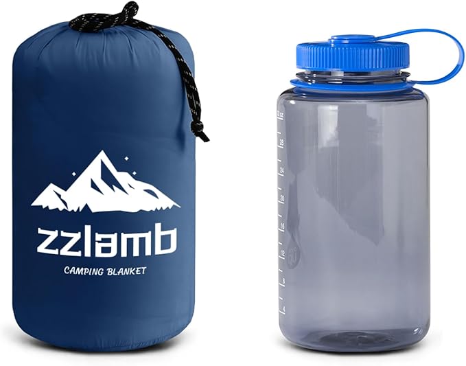 zzlamb Camping Blanket, Compact Lightweight Soft Puffy Blanket Water-Repellent, Packable Warm Quilt Down Alternative Picnic Hiking Backpacking Beach Travel RV Airplane Couch Car