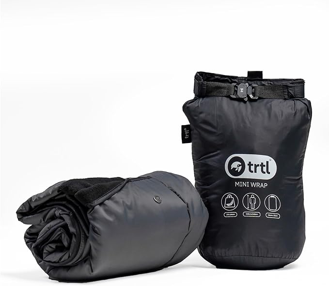 trtl Mini Wrap Compact Travel Blanket - Quilted Insulation - Convenient, Packable Blanket - Comes with Roll-Top Bag - Features a Secure Pocket