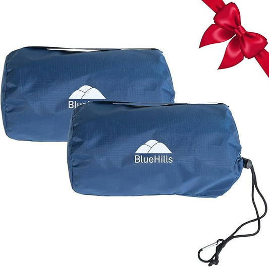 BlueHills Ultra Compact Travel Blanket 2 Pack Large Soft Cozy Portable Blanket Sheet with Carry Case and for Flight Airplane Car Layover Camping Hotel Blue C203-2PK-Navy