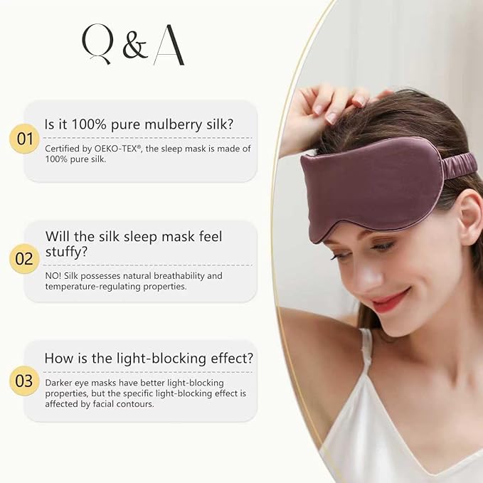 ZIMASILK Adjustable 100% 22 Momme Mulberry Silk Sleep Mask for Sleeping, Filled with Premium Mulberry Silk, Softest & Breathable Eye Sleeping Mask (Sky Blue)