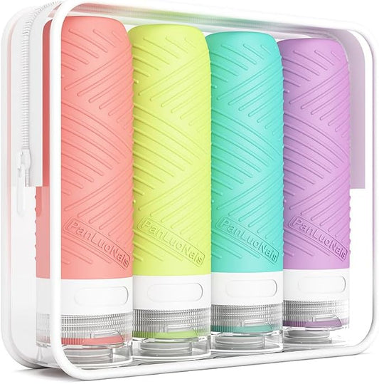 Travel Bottles for Toiletries, Silicone TSA Approved Bottles, Leakproof Shampoo & Toiletry Containers for Airplane, Vacation & Business Trips (yellow)