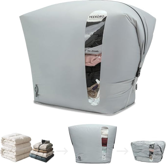 Vacuum Storage Bags for Home, Professional IP67 Waterproof Reusable Vacuum Compression Bags for comforter and Clothing, Large Vacuum Seal Bag for Bedding (1 Pack, No Pump)