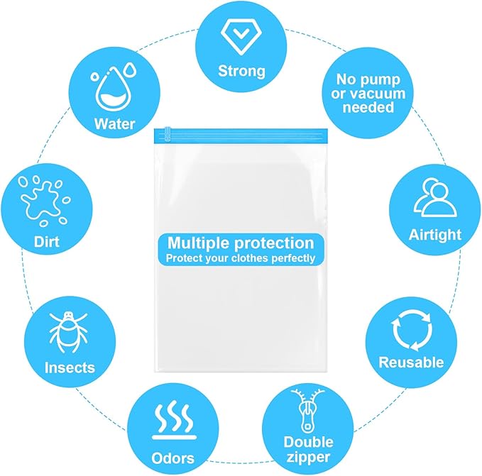 Travel Compression Bags, Roll-Up Space Saver Bags Vacuum Storage Bags 47x35cm/18.5x13.7in for Luggage Backpack Suitcase Packing Organizers(3PCS)