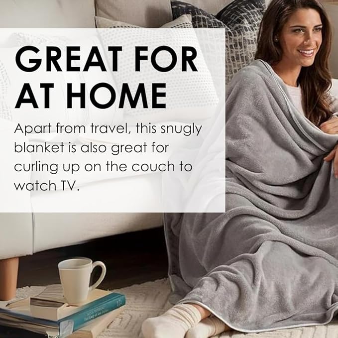 SAGEFINDS Airplane Travel Blanket | Compact Throw Blanket for Camping and Hiking | Converts into a Pillow | Travel Gift | Soft Jersey Knit | Fits in Backpack | Attaches to Luggage | Travel Essential