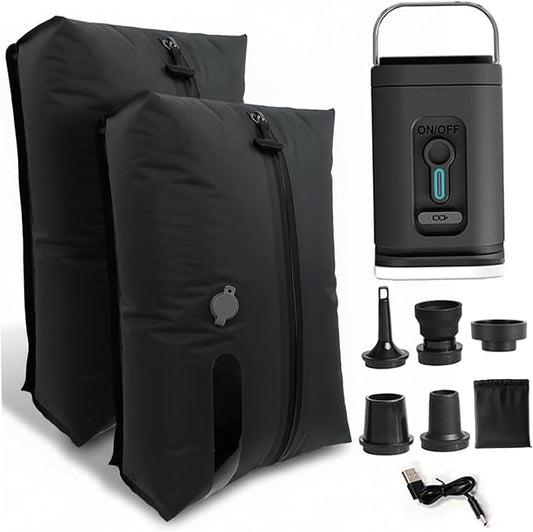 Travel Compression Bags 2-Pack, 17L Vacuum Seal Bags for Clothing with Hand Pump, Waterproof Packing Storage for Luggage Grey