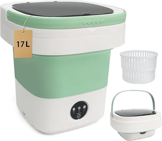 Portable Washing Machine, 17L Foldable Portable Laundry Machine and Spinner for Baby Clothes and Other Small Clothes with 3 Modes Deep Cleaning,Mini Washer for Travel, Dorms, Camping