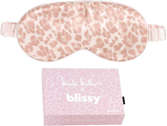 Blissy Silk Sleep Mask - Eye Sleeping Mask for Women & Men for Total Blackout - 100% Pure Mulberry Silk, 22 Momme 6a Fibers - Blindfold Sleep Mask Side Sleeper Eye Cover (Mauve Cheetah)