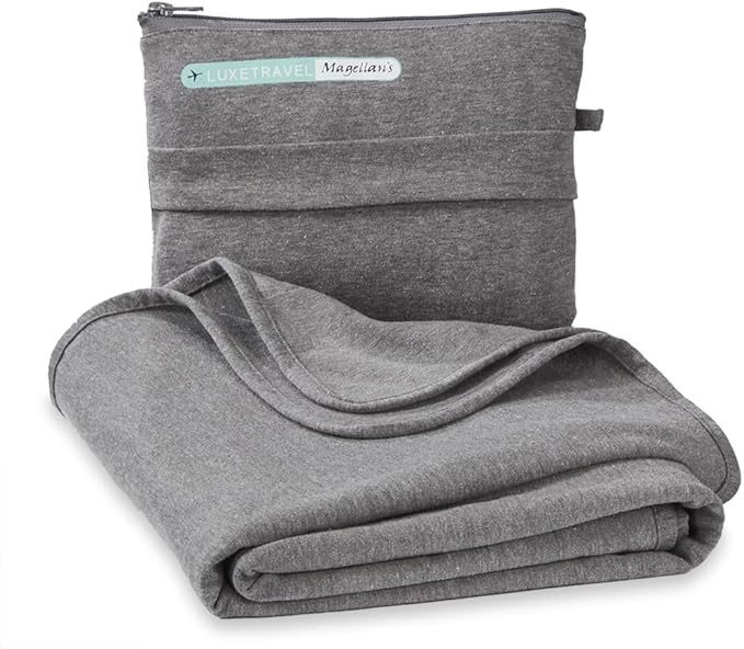 SAGEFINDS Airplane Travel Blanket | Compact Throw Blanket for Camping and Hiking | Converts into a Pillow | Travel Gift | Soft Jersey Knit | Fits in Backpack | Attaches to Luggage | Travel Essential