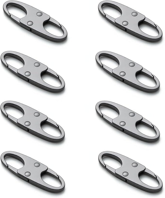 zelin Anti Theft Zipper Clips Double Opening Small Carabiner Clips, 8Pcs Elegant Zinc Alloy Zipper Pull Replacement for Travel, Commuting and Camping (Space Grey)