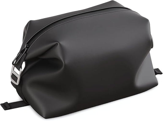 Vomgomfom 3L 6.5 Inch Silicone Toiletry Bag, Waterproof Leakproof Travel Cosmetic Organizer, Adjustable G-Buckle Compression Dopp Kit, Foldable Makeup Bag for Women & Men, Black