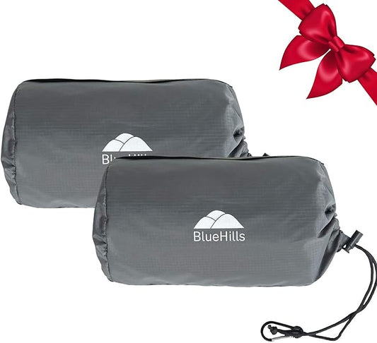 BlueHills Ultra Compact Travel Blanket 2 Pack Large Soft Cozy Portable Blanket Sheet with Carry Case and for Flight Airplane Car Layover Camping Hotel Grey C202-2PK-Gray