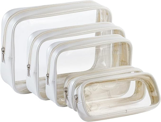 TSA Approved 5-Piece Diaper Bag Organizer Pouch Set Clear Waterproof TPU Kids Toiletry Storage Set Travel Packing Clutch Cube Bags for Baby Nursing