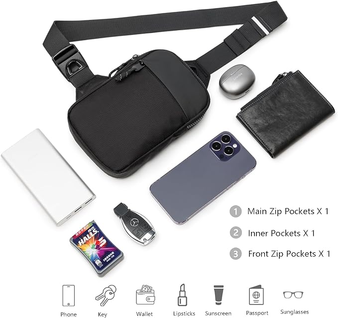 Mini Sling Bag for Men Women, Small Crossbody Waterproof Practical Shoulder Chest Bag for Travel Work Sport