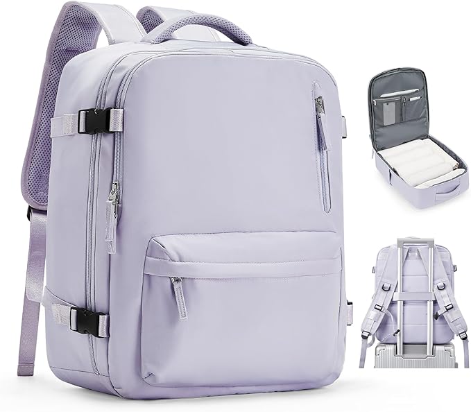 VGCUB Lightweight Travel Backpack for Women Men,Carry on Backpack Flight Approved Luggage,Water Resistant Laptop College Work Backpack Personal Item Daypack Bookbag Mochila de Viaje,Purple taro