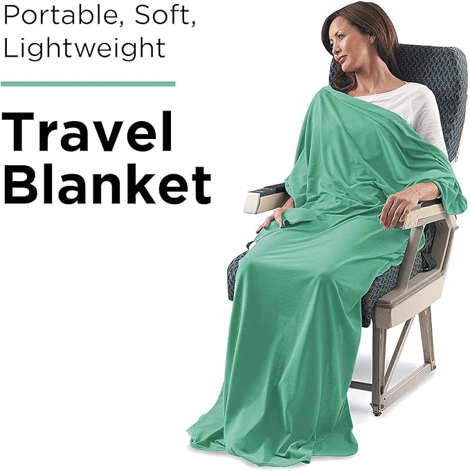 SAGEFINDS Airplane Travel Blanket | Compact Throw Blanket for Camping and Hiking | Converts into a Pillow | Travel Gift | Soft Jersey Knit | Fits in Backpack | Attaches to Luggage | Travel Essential