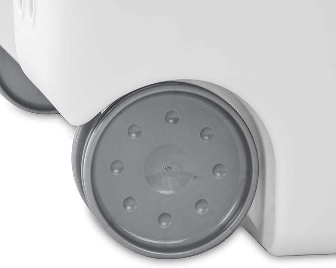 (1-Pack) Wheeled Laundry Basket - 135 Liters Large Capacity - White Plastic with a Cover and Extendable Handle, Suitable for Homes, Dormitories,Laundry Rooms and Apartments.