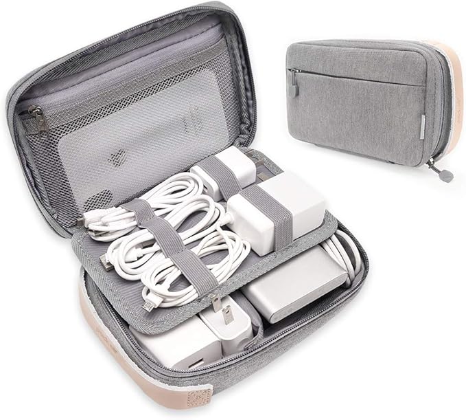 pack all Electronic Organizer, Cable Organizer Bag, Cord Travel Organizer for Cables, Chargers, Phones, USB cords, SD Cards (Gray)