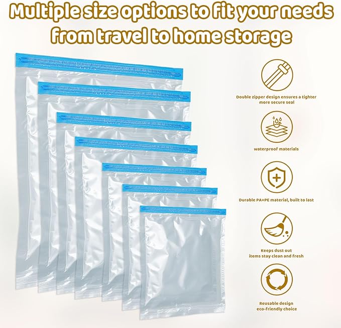 Vacuum Storage Bags with Electric Pump, Multi Size Space Saver Bags for Clothes, Comforters & Blankets, Compression Storage Bags with Airtight Seal, Reusable Travel Packing Bags (31.5 * 39.4 in)