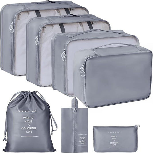 Packing Cubes 7 Set Travel Cubes for Suitcases Lightweight Luggage Packing Orginzers