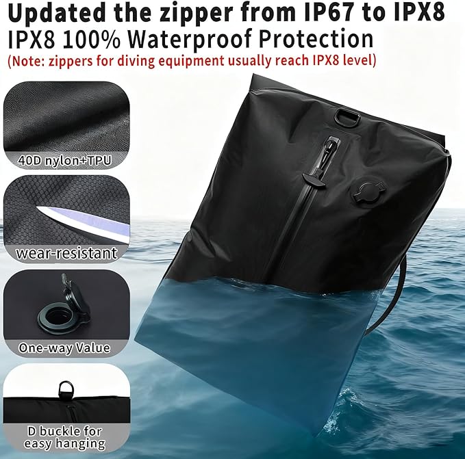 Vacuum Storage Bags for Travel with Portable Pump, Upgraded Vacuum Compression Bags for Travel, IPX8 Waterproof Zipper & 420D Nylon, Includes Electric Pump, Save 60% Luggage Space, 5-7 Day Trip