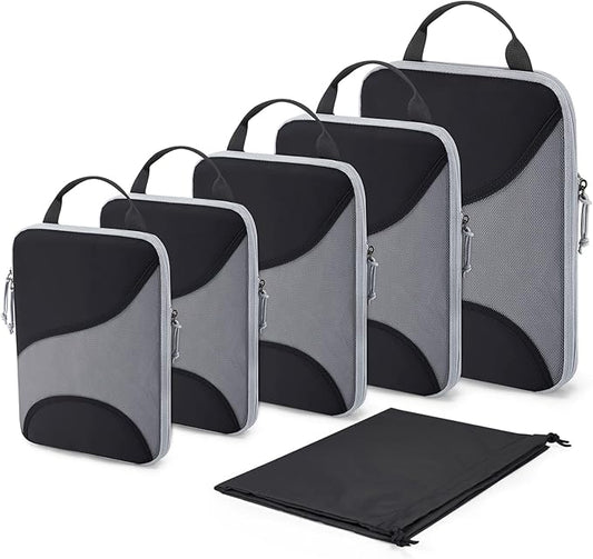 BAGSMART Compression Packing Cubes - 6 Set Travel Packing Cubes for Suitcases, Compression Suitcase Organizers with Shoe Bag