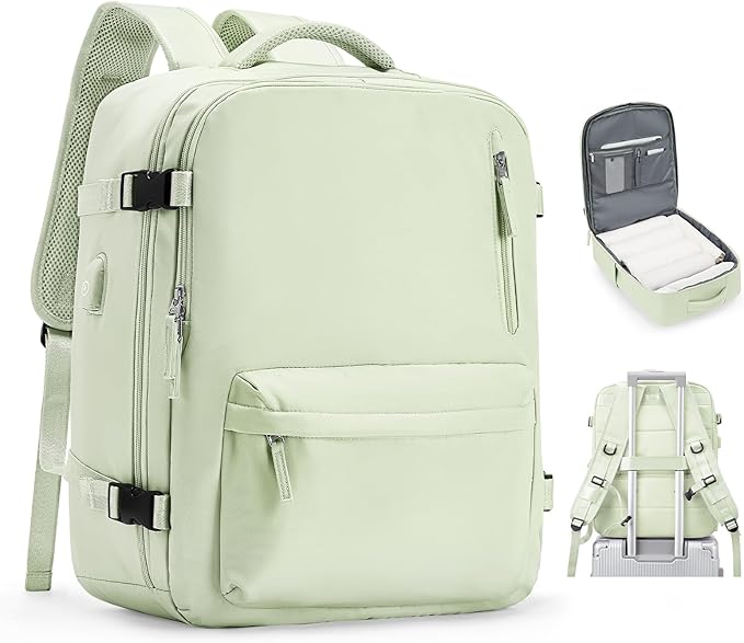 VGCUB Lightweight Travel Backpack for Women Men,Carry on Backpack Flight Approved Luggage,Water Resistant Laptop College Work Backpack Personal Item Daypack Bookbag Mochila de Viaje,Mint green