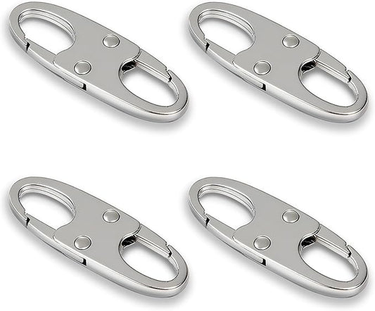 zelin Zipper Clips Anti Theft, 4Pcs Elegant Zinc Alloy Zipper Pull Locks for Backpacks, Double Opening S Carabiner Theft Deterrent for Luggage (Frost Silver)