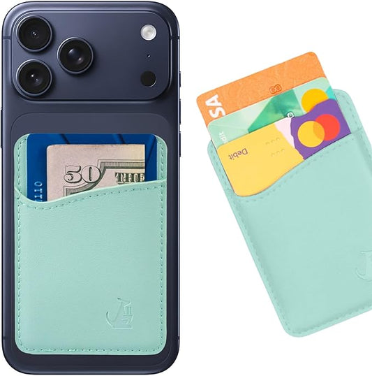 Wallaroo Premium Leather Cell Phone Wallet Stick On - Android and iPhone Wallet and Card Holder for Women and Men - Durable with Non-Slip Lining Secures Up to 3 Cards