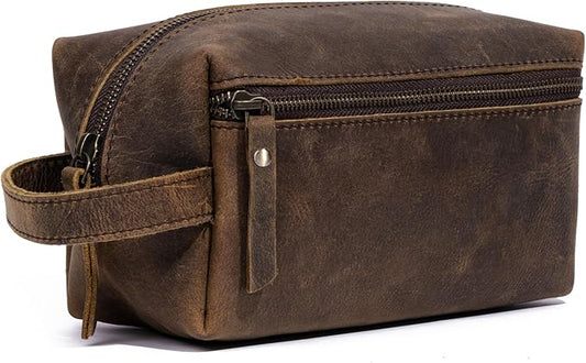 KomalC Genuine Unisex Vanity Leather Dopp kit - Travel Toiletry Bag multi-purpose Toiletry Bag (3 Zip Hunter dopp kit)