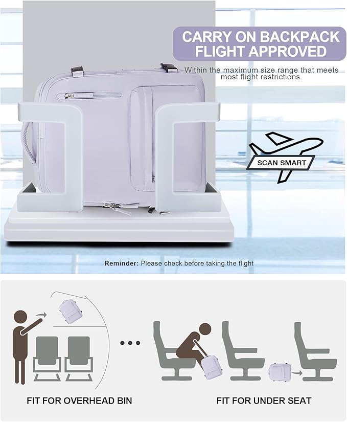 VGCUB Lightweight Travel Backpack for Women Men,Carry on Backpack Flight Approved Luggage,Water Resistant Laptop College Work Backpack Personal Item Daypack Bookbag Mochila de Viaje,Purple taro