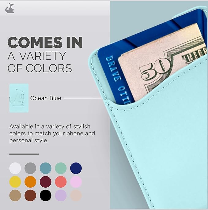 Wallaroo Premium Leather Cell Phone Wallet Stick On - Android and iPhone Wallet and Card Holder for Women and Men - Durable with Non-Slip Lining Secures Up to 3 Cards