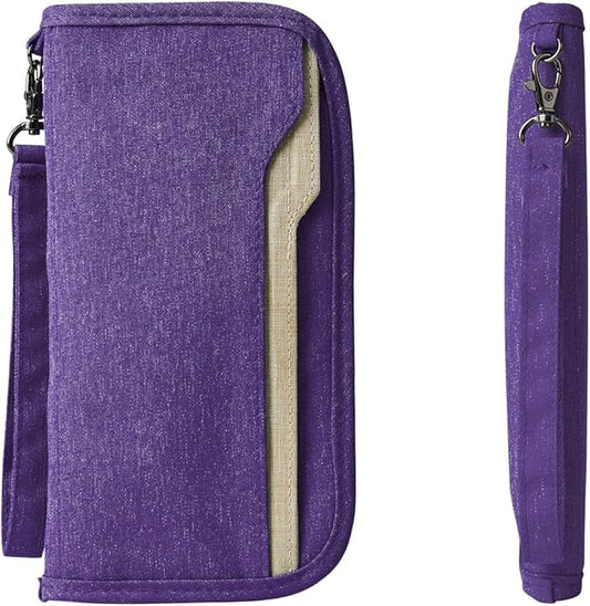 ZOPPEN Passport Holder Family RFID Passport Wallet, Passport Holder Women/Men, Travel Wallet Documents Organizer Zipper Case with Removable Wristlet Strap, Travel Essentials for Flying