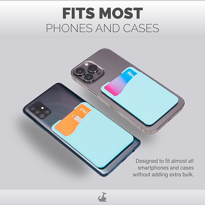 Wallaroo Premium Leather Cell Phone Wallet Stick On - Android and iPhone Wallet and Card Holder for Women and Men - Durable with Non-Slip Lining Secures Up to 3 Cards