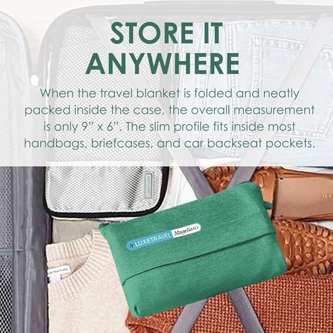 SAGEFINDS Airplane Travel Blanket | Compact Throw Blanket for Camping and Hiking | Converts into a Pillow | Travel Gift | Soft Jersey Knit | Fits in Backpack | Attaches to Luggage | Travel Essential