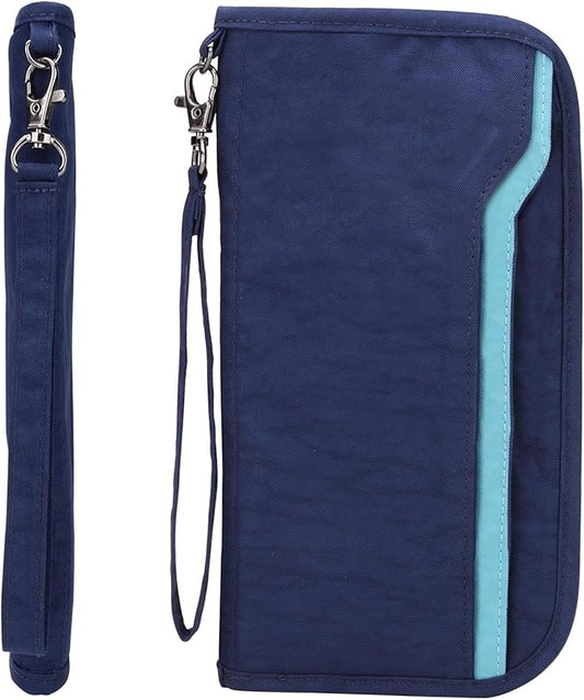 ZOPPEN Passport Holder Family RFID Passport Wallet, Passport Holder Women/Men, Travel Wallet Documents Organizer Zipper Case with Removable Wristlet Strap, Travel Essentials for Flying