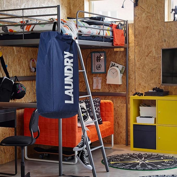 WOWLIVE Extra Large Foldable Laundry Bag Durable Laundry Basket Collapsible Laundry Hamper Backpack Laundry LinerDirty Clothes Hamper Standing Waterproof Hampers for Laundry Dorm Room(Dark blue)